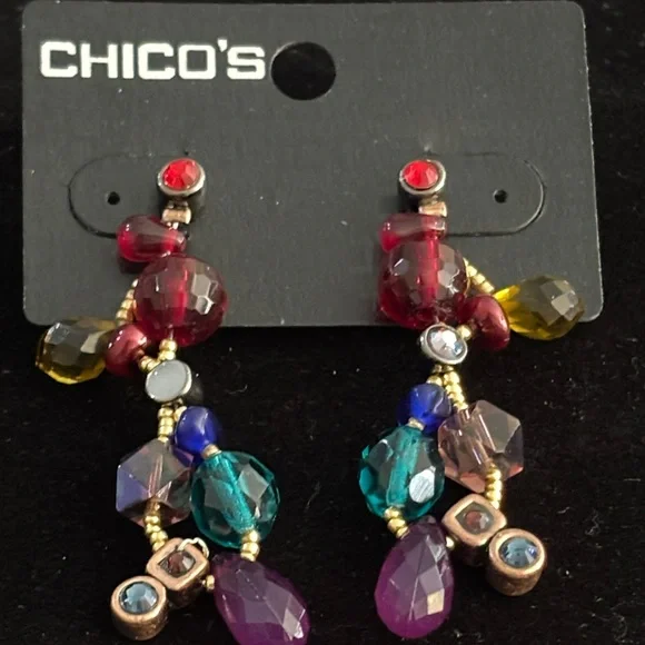 NWT Chico's Vibrant Beaded Drop Earrings - Picture 1 of 3